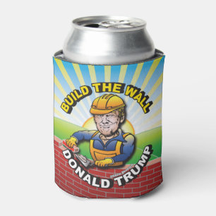 BOUW DE WALL DONALD TRUMP BRICK LAYER MASON USA BLIKJESKOELER