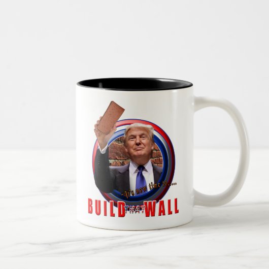 Bouw de Wall President Donald Trump Coffee Cup Tweekleurige Koffiemok (Rechts)