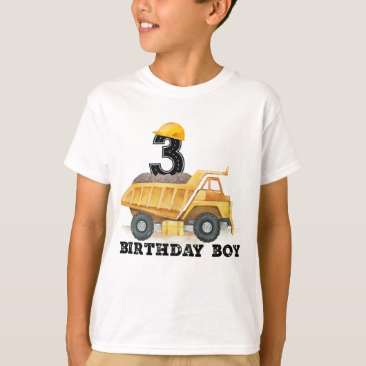 Bouw derde verjaardag Jongen Dump Truck T-shirt (Voorkant)
