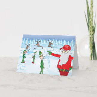 "Bouw die muur." Een opgeklopte kerst Kaart