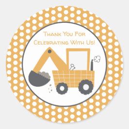 Bouw Digger Dank u Ronde Sticker