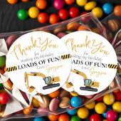 Bouw Digger Verjaardagsfeest Dank u gunst Ronde Sticker