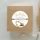 Bouw Digger Verjaardagsfeest Dank u gunst Ronde Sticker