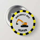 Bouw Diggers Verjaardag Jongen Badge Ronde Button 7,6 Cm (Voorkant /achterkant)