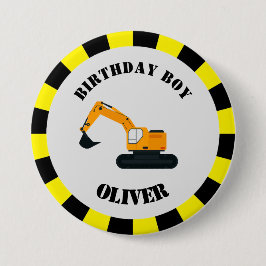 Bouw Diggers Verjaardag Jongen Badge Ronde Button 7,6 Cm