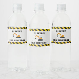 Bouw Diggers Verjaardagsfeest Fles Label Waterfles Etiket