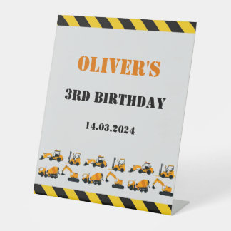 Bouw Diggers Verjaardagsfeest Pedestal Sign Reclamebord Met Voetstuk