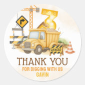 Bouw Digging It 3e verjaardagsfeest Ronde Sticker (Voorkant)