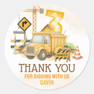 Bouw Digging It 3e verjaardagsfeest Ronde Sticker