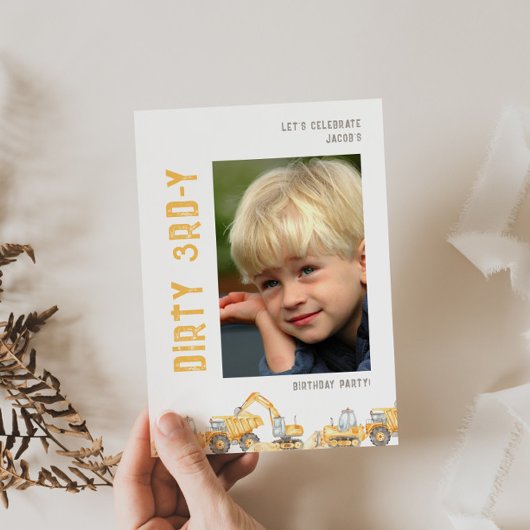 Bouw Dirty 3rd-y foto Verjaardag Uitnodiging