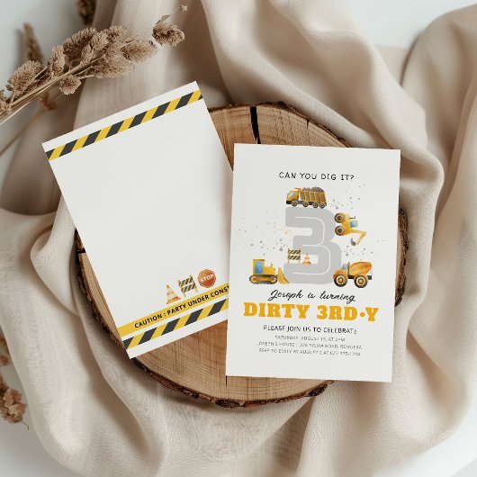 Bouw Dirty 3rdy verjaardagsfeestje uitnodiging