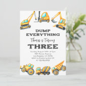Bouw Dump Alles Truck 3e verjaardag Kaart (Staand voorkant)