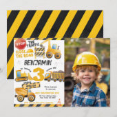 Bouw, Dump Truck 3e Verjaardag Kaart (Voorkant / Achterkant)