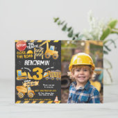 Bouw, Dump Truck 3e Verjaardag Kaart (Staand voorkant)