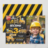 Bouw, Dump Truck 3e Verjaardag Kaart (Voorkant / Achterkant)