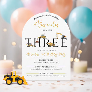 Bouw Dump Truck 3e Verjaardag Party Arch Kaart