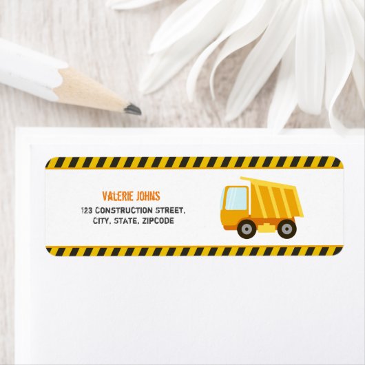 Bouw Dump Truck Birthday Etiket (Insitu)