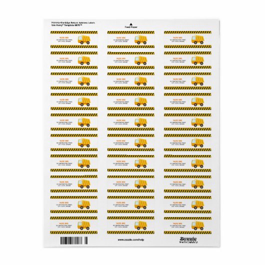 Bouw Dump Truck Birthday Etiket (Full Sheet)