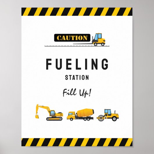 Bouw Dump Truck Birthday Food Drink Sign Poster (Voorkant)