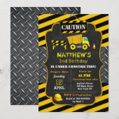 Bouw Dump Truck Birthday Invitations Kaart (Voorkant / Achterkant)