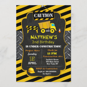 Bouw Dump Truck Birthday Invitations Kaart