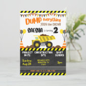 Bouw Dump Truck Birthday Invitations Kaart (Staand voorkant)