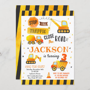 Bouw Dump Truck Birthday Invitations Kaart
