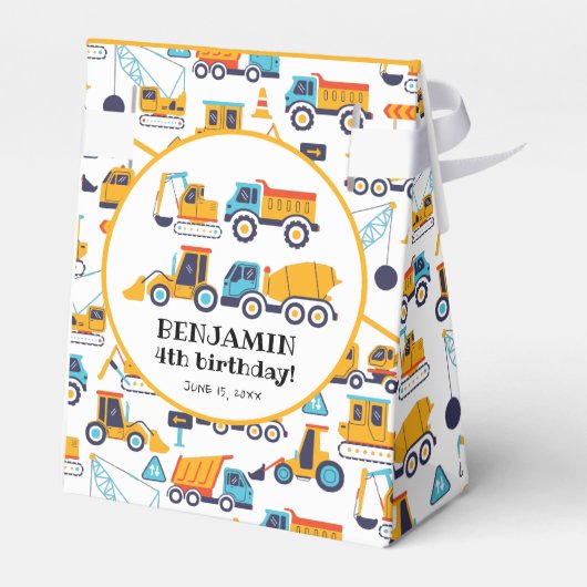 Bouw Dump Truck Birthday Party Hartelijk dank Bedankdoosjes (Achterkant)