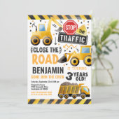 Bouw Dump Truck Birthday Party nodigt uit Kaart (Staand voorkant)