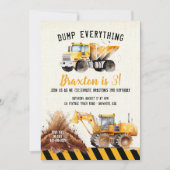 Bouw Dump Truck Birthday Party nodigt uit Kaart (Voorkant)