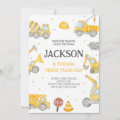 Bouw Dump Truck Birthday Party nodigt uit Kaart (Voorkant)