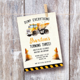 Bouw Dump Truck Birthday Party nodigt uit Kaart