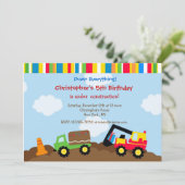 Bouw Dump truck Birthday Party uitnodigingen (Staand voorkant)