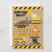 Bouw Dump Truck Birthday Party-uitnodigingen Kaart (Voorkant)