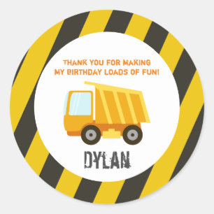 Bouw Dump Truck Birthday Ronde Sticker