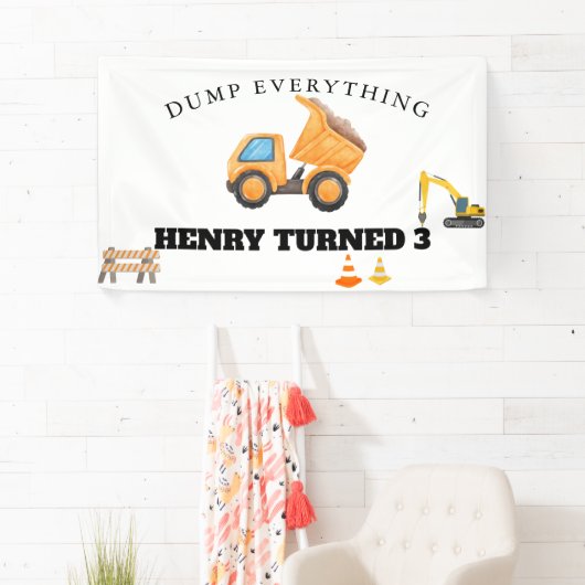 Bouw Dump Truck Birthday Spandoek (Insitu)