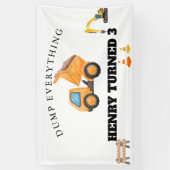 Bouw Dump Truck Birthday Spandoek (Verticaal)