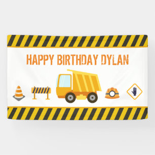 Bouw Dump Truck Birthday Spandoek