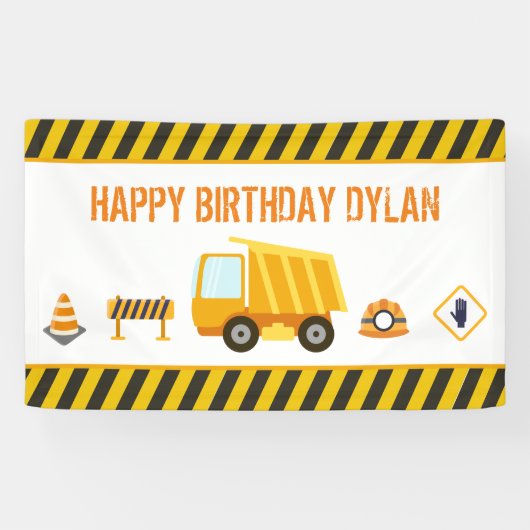 Bouw Dump Truck Birthday Spandoek (Horizontaal)