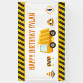 Bouw Dump Truck Birthday Spandoek (Verticaal)