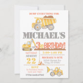 Bouw Dump Truck Birthday Uitnodiging (Voorkant)