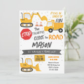 Bouw Dump Truck Birthday Uitnodiging (Staand voorkant)