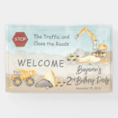 Bouw Dump Truck Boy 2nd Birthday Party Spandoek (Horizontaal)