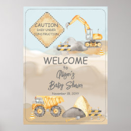 Bouw Dump Truck Boy Baby shower teken Poster