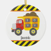 Bouw Dump Truck Boy Foto Keepsake Keramisch Ornament (Voorkant)