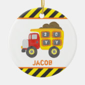 Bouw Dump Truck Boy Keepsake Keramisch Ornament (Voorkant)