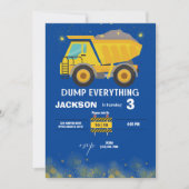 Bouw Dump Truck Boys Navy Verjaardagsfeest Kaart (Voorkant)