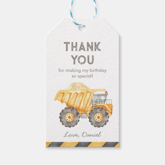 Bouw Dump Truck Cadeaulabel (Voorkant)