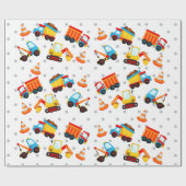 Bouw Dump Truck Cute Pattern Boy Cadeaupapier (Vlak)