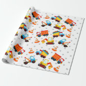 Bouw Dump Truck Cute Pattern Boy Cadeaupapier (Uitgerold)